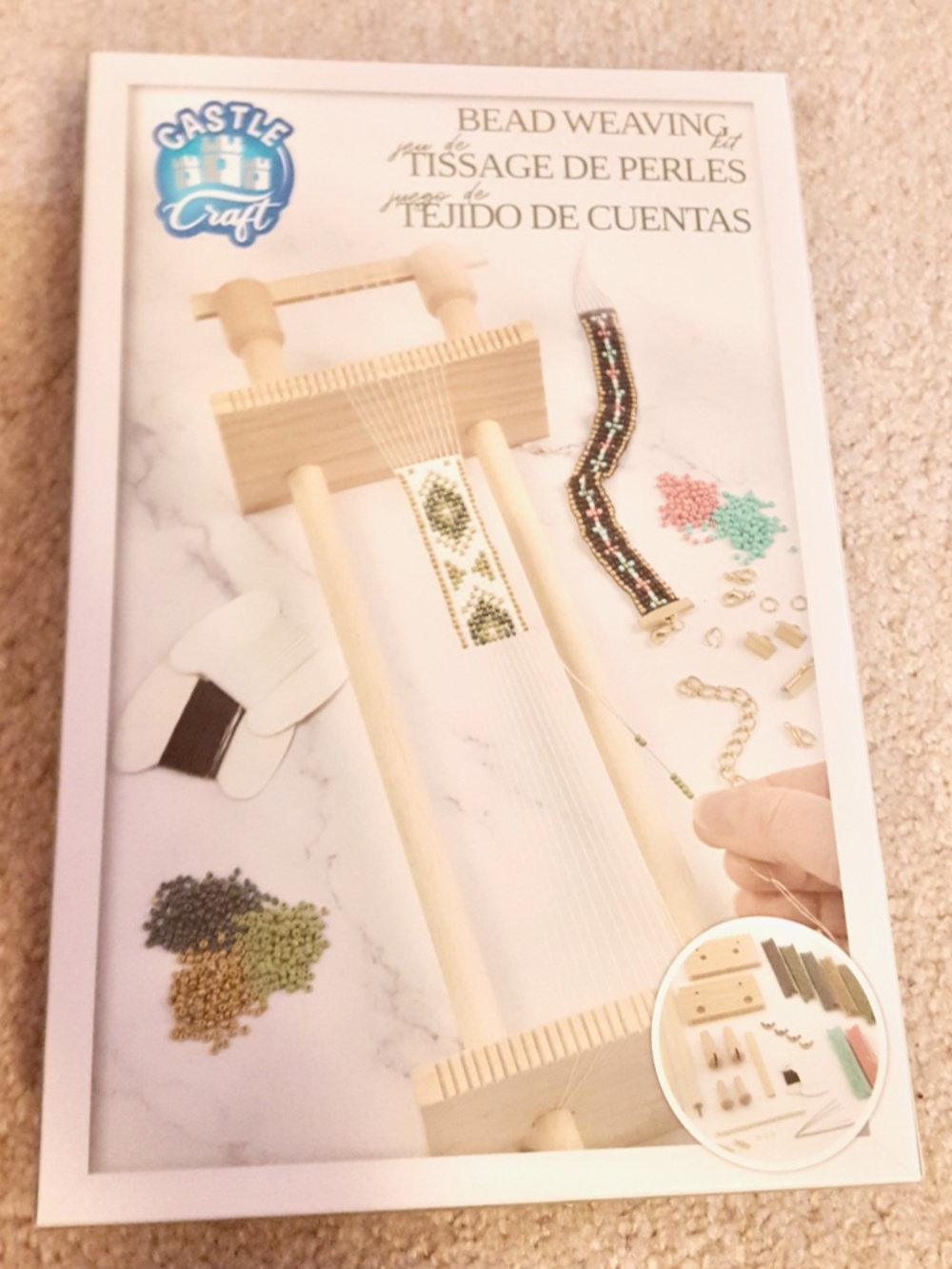 Bead Weaving Kit by Castle Craft with Loom, Needles, Beads, String and Findings